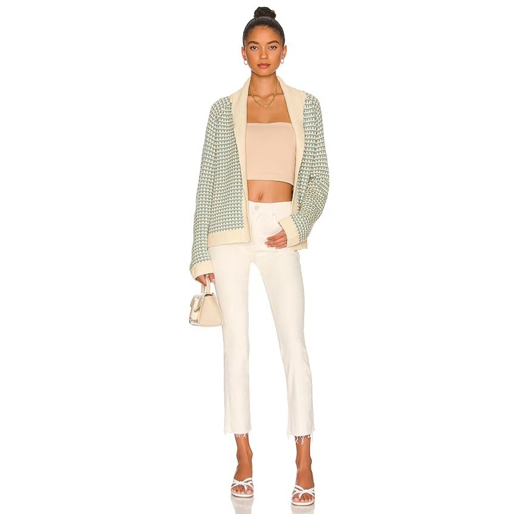 Mother The Mid Rise Dazzler Crop Fray Jean Cream Puffs Women 24 Stretch USA